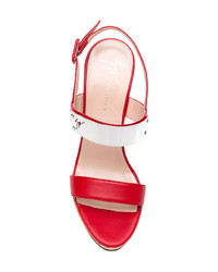 Sandales compensées en cuir rouges Giuseppe Zanotti Design