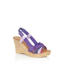 Sandales compensées en cuir violettes