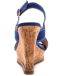 Sandales compensées en daim bleues Diane von Furstenberg