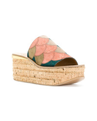 Sandales compensées en daim multicolores Chloé