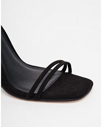 Sandales compensées en daim noires Asos