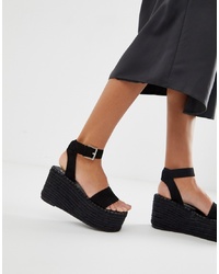 Sandales compensées en daim noires SIMMI Shoes