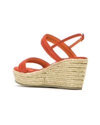 Sandales compensées en daim orange Sarah Chofakian