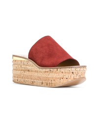 Sandales compensées en daim rouges Chloé