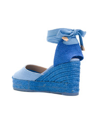 Sandales compensées en toile bleu clair Castaner