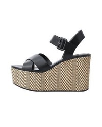 Sandales compensées noires Mango