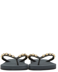 Sandales en caoutchouc à clous noires Giuseppe Zanotti