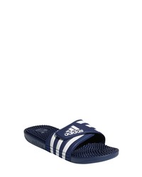 Sandales en caoutchouc à rayures horizontales bleu marine