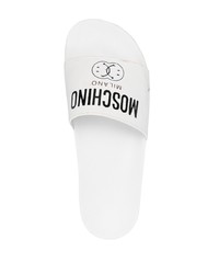 Sandales en caoutchouc imprimées blanches Moschino