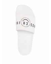 Sandales en caoutchouc imprimées blanches Moschino