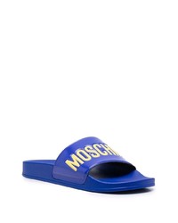 Sandales en caoutchouc imprimées bleu marine Moschino