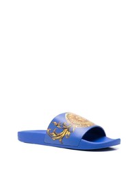 Sandales en caoutchouc imprimées bleues VERSACE JEANS COUTURE