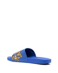 Sandales en caoutchouc imprimées bleues VERSACE JEANS COUTURE