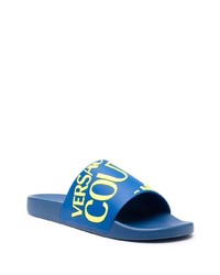 Sandales en caoutchouc imprimées bleues VERSACE JEANS COUTURE