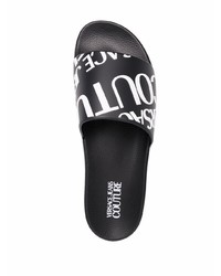 Sandales en caoutchouc imprimées noires VERSACE JEANS COUTURE