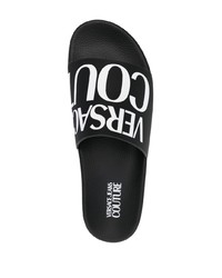 Sandales en caoutchouc imprimées noires VERSACE JEANS COUTURE