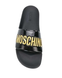 Sandales en caoutchouc imprimées noires Moschino