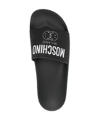 Sandales en caoutchouc imprimées noires Moschino