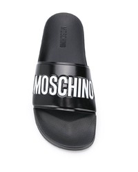 Sandales en caoutchouc imprimées noires Moschino