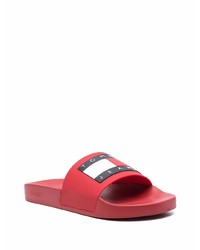 Sandales en caoutchouc imprimées rouges Tommy Jeans