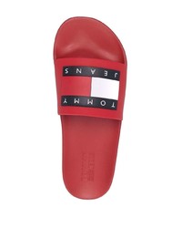 Sandales en caoutchouc imprimées rouges Tommy Jeans