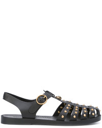 Sandales en caoutchouc noires Gucci