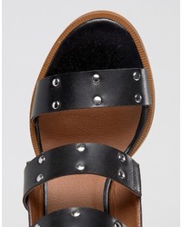 Sandales en cuir à clous noires Asos