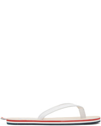 Sandales en cuir à rayures horizontales blanches Thom Browne