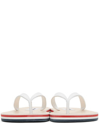 Sandales en cuir à rayures horizontales blanches Thom Browne