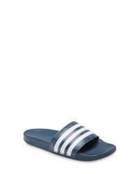 Sandales en cuir à rayures horizontales bleu marine
