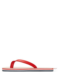 Sandales en cuir à rayures horizontales rouges Thom Browne