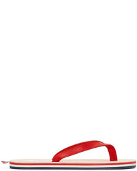Sandales en cuir à rayures horizontales rouges Thom Browne