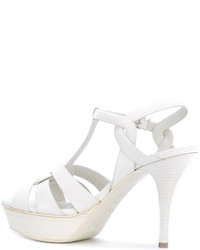 Sandales en cuir blanches Saint Laurent