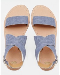 Sandales en cuir bleu clair Asos