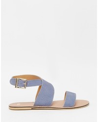 Sandales en cuir bleu clair Asos