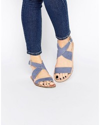Sandales en cuir bleu clair Asos