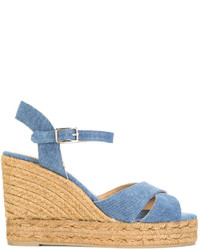 Sandales en cuir bleu clair Castaner