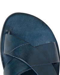 Sandales en cuir bleu marine