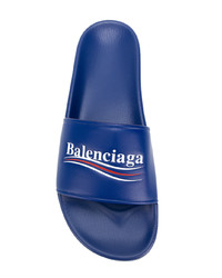 Sandales en cuir bleu marine Balenciaga