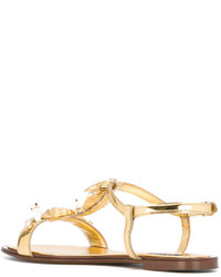 Sandales en cuir dorées Dolce & Gabbana