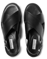 Sandales en cuir gris foncé Balenciaga