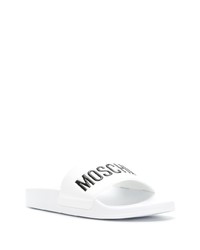 Sandales en cuir imprimées blanches Moschino