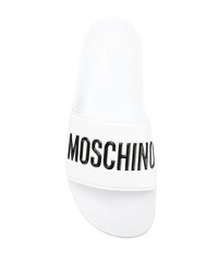 Sandales en cuir imprimées blanches Moschino