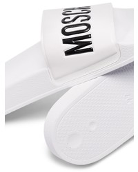 Sandales en cuir imprimées blanches Moschino