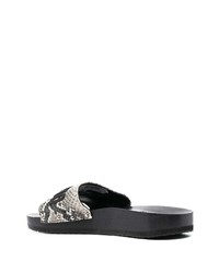 Sandales en cuir imprimées gris foncé Moschino