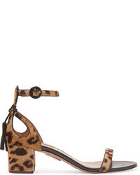 Sandales en cuir imprimées léopard marron Aquazzura