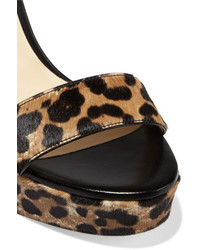 Sandales en cuir imprimées léopard marron Jimmy Choo