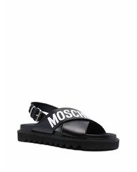 Sandales en cuir imprimées noires et blanches Moschino