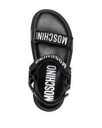 Sandales en cuir imprimées noires et blanches Moschino