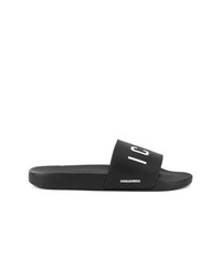 Sandales en cuir imprimées noires DSQUARED2